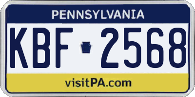 PA license plate KBF2568