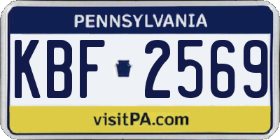 PA license plate KBF2569