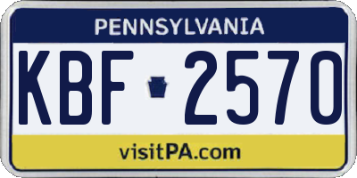 PA license plate KBF2570
