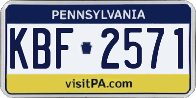 PA license plate KBF2571