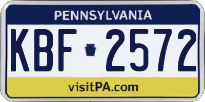 PA license plate KBF2572