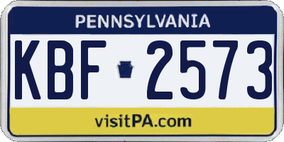 PA license plate KBF2573