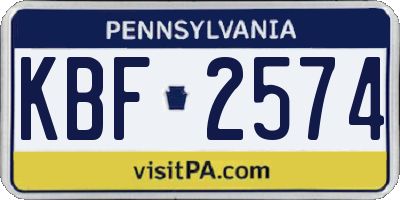 PA license plate KBF2574