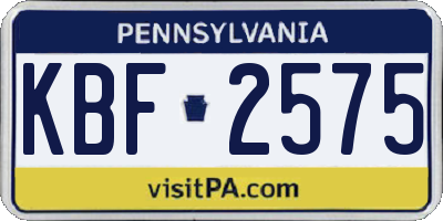 PA license plate KBF2575