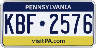 PA license plate KBF2576