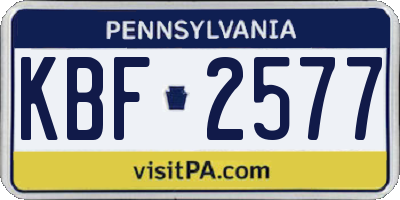PA license plate KBF2577