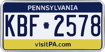 PA license plate KBF2578