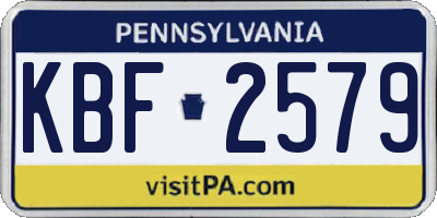 PA license plate KBF2579