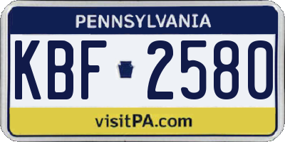 PA license plate KBF2580