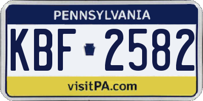PA license plate KBF2582