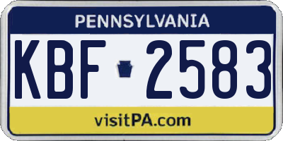 PA license plate KBF2583