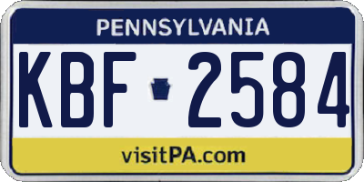 PA license plate KBF2584