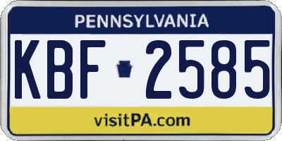 PA license plate KBF2585