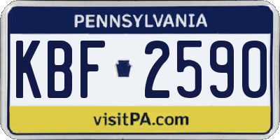 PA license plate KBF2590