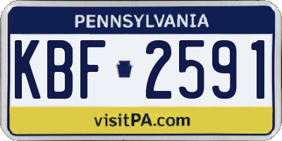 PA license plate KBF2591