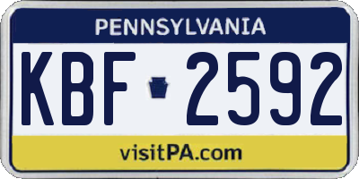 PA license plate KBF2592