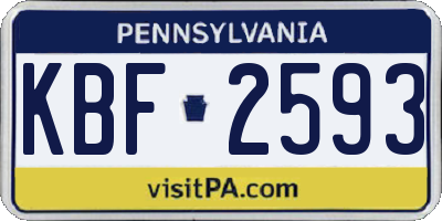 PA license plate KBF2593