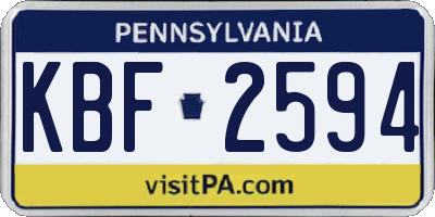 PA license plate KBF2594