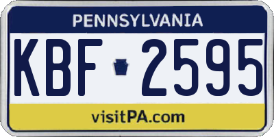 PA license plate KBF2595