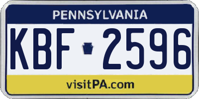 PA license plate KBF2596