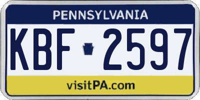 PA license plate KBF2597