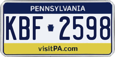 PA license plate KBF2598