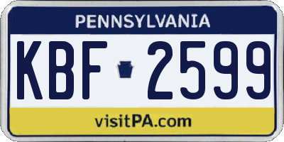 PA license plate KBF2599