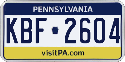 PA license plate KBF2604