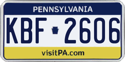 PA license plate KBF2606