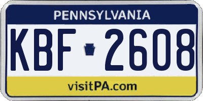 PA license plate KBF2608
