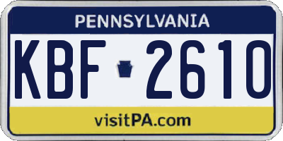 PA license plate KBF2610