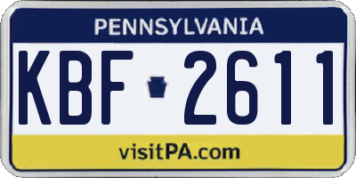 PA license plate KBF2611