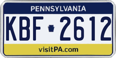 PA license plate KBF2612