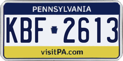 PA license plate KBF2613