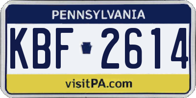 PA license plate KBF2614