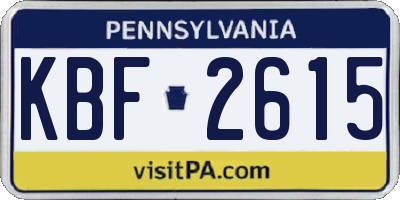 PA license plate KBF2615