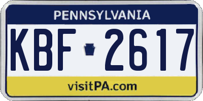 PA license plate KBF2617