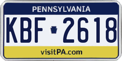 PA license plate KBF2618