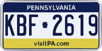 PA license plate KBF2619