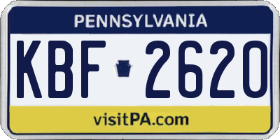 PA license plate KBF2620