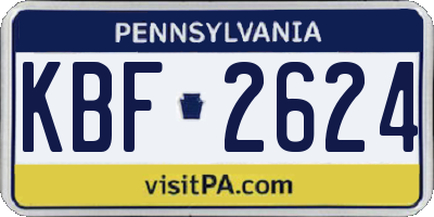 PA license plate KBF2624