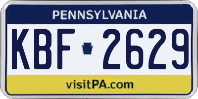 PA license plate KBF2629