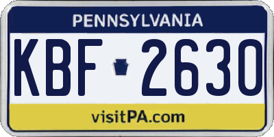 PA license plate KBF2630