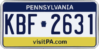 PA license plate KBF2631