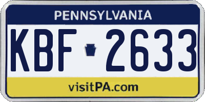 PA license plate KBF2633