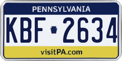 PA license plate KBF2634