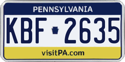 PA license plate KBF2635