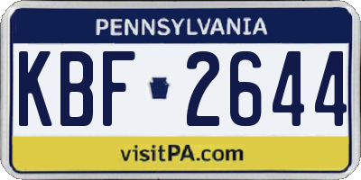 PA license plate KBF2644