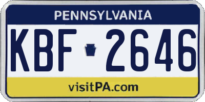 PA license plate KBF2646