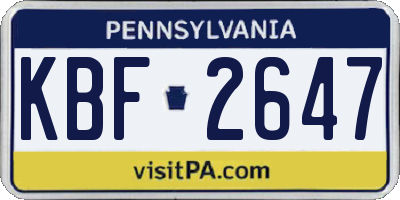 PA license plate KBF2647